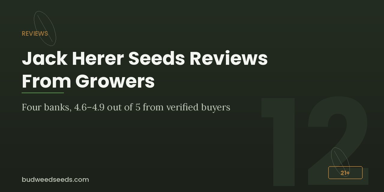 Reviews panel for Jack Herer seeds: four banks averaging 4.6–4.9 out of 5 from verified buyers