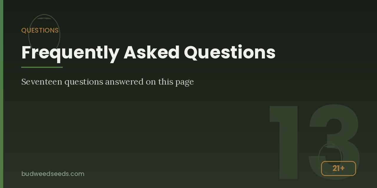 Questions panel introducing seventeen answered cannabis seed questions
